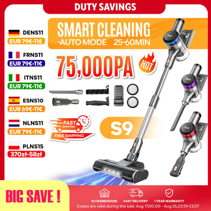 Inse S9 cordless vacuum cleaner, 75KPa, 1L tank, LED display, ideal animal hair and Carpet