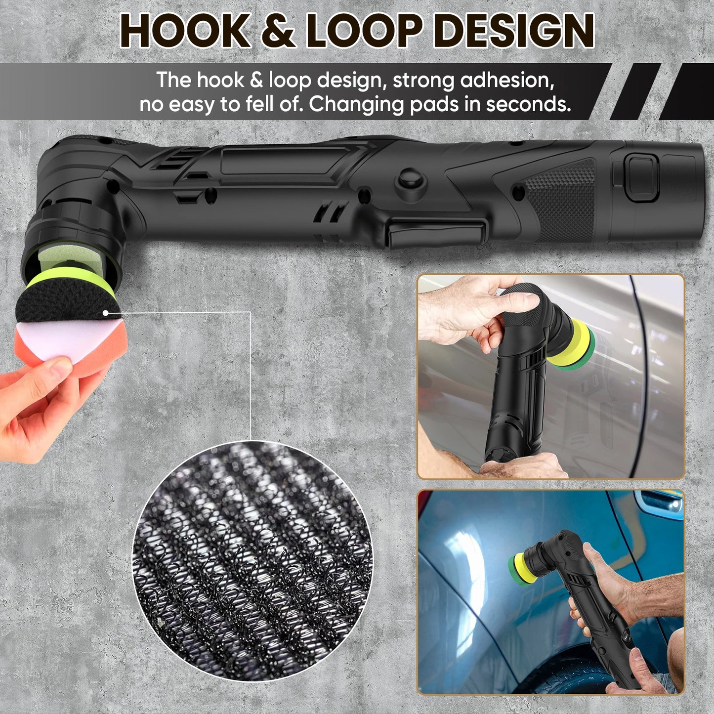 1/1.5/2 Inch Mini Cordless Car Polisher Kit 11 Variable Speed 2500-6000Rpm Da Rotary Polisher with 2X2.0Ah Batteries&Polishing Pads