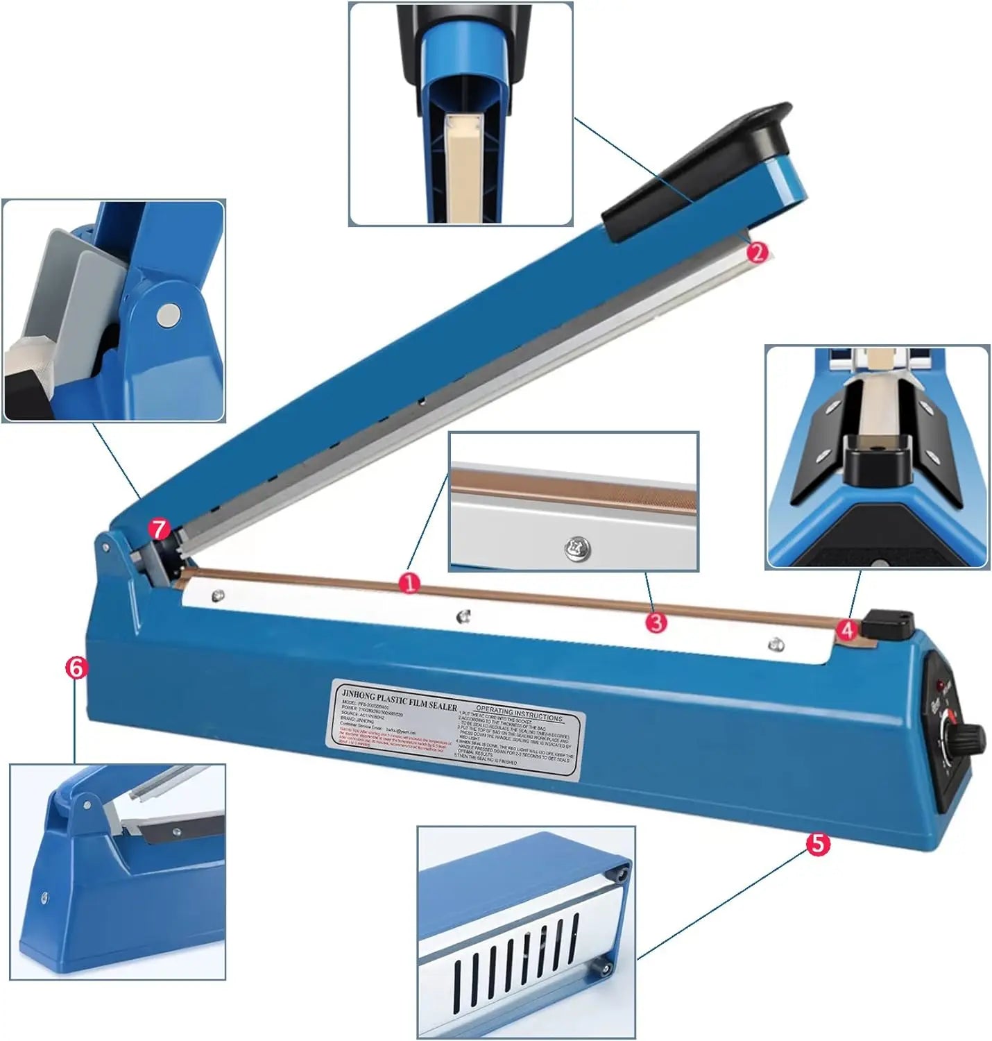 Impulse Bag Sealer Electric Food Heat Sealing Machine for 11 inch Plastic Bags Portable Household Kitchen Packaging Machine