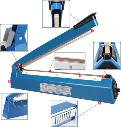 Impulse Bag Sealer Electric Food Heat Sealing Machine for 11 inch Plastic Bags Portable Household Kitchen Packaging Machine