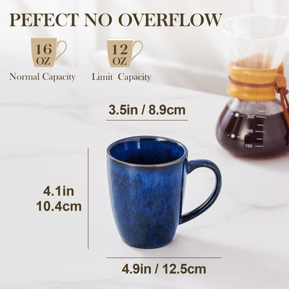 vancasso 4/8 pcs Stoneware Coffee Cups 12Oz 16Oz Starry Coffee Mugs Reflect Glaze Green and Blue with Handle for Tea/Coffee/Coco