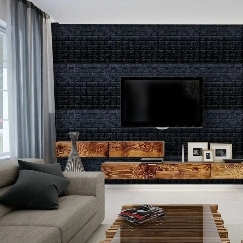 Black Brick Pattern Wallpaper Thick Waterproof and Moisture-Proof Living Room Bedroom Decorative Sticker Self-Adhesive