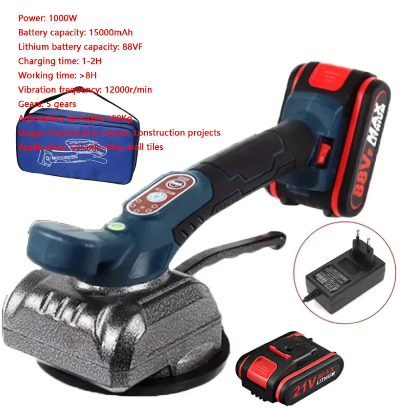 DWiusty 200KG Cordless Tile Tiling Machine Enlarged Suction Cup Tile Paving Tiles Vibrator 5 Gear Floor Vibrator Leveling Power Tools