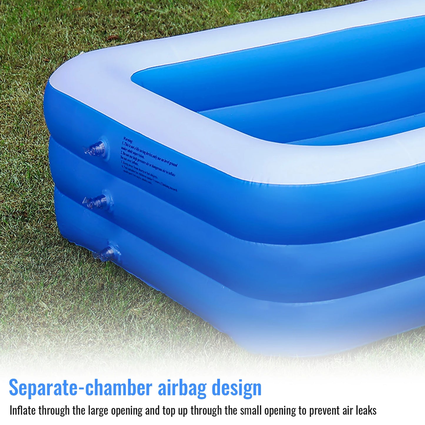 3M/2.6M Family Inflatable Rectangular Pool for Family Gatherings Parties Garden Leisure Durable PVC Outdoor Backyard Swimming Pool