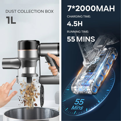 Inse S9 cordless vacuum cleaner, 75KPa, 1L tank, LED display, ideal animal hair and Carpet