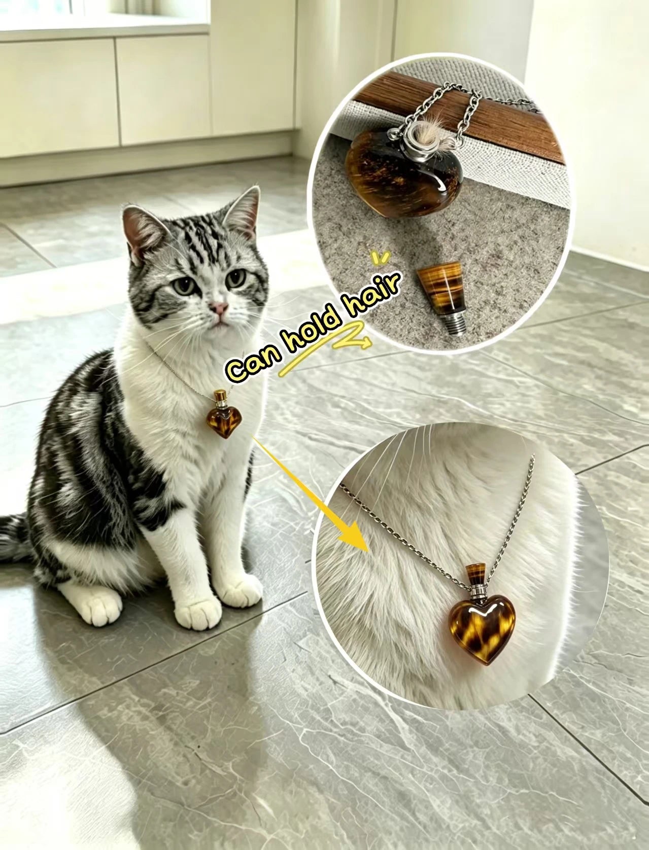 S17 Heart Crystal Pet Cremation Urn Necklace Keepsake Pendant Hold Pet Hair Ashes Memorials Jewelry For Dog Cat Remembrance Gift