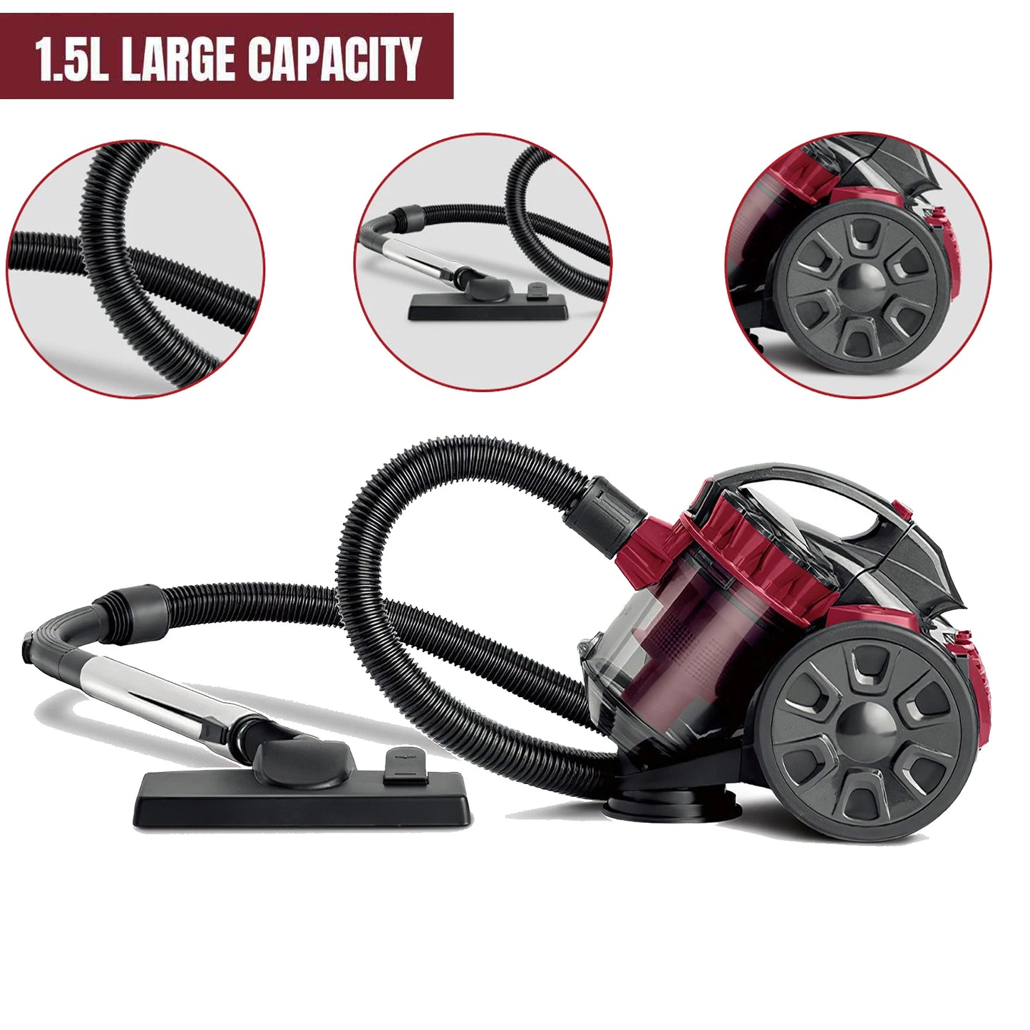 DWiusty 2600W Portable Vacuum Cleaner 1.5L Household Multi-functional Dust Removal Mite Dry and Wet Dual Vacuum Cleaner 220V