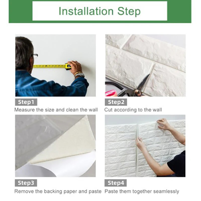Self Adhesive PVC Waterproof Wallpaper For Home Decoration Peel and Stick 3D Foam Faux Brick Pattern Wall Stickers 70cmx2m