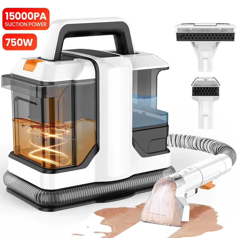 Portable Carpet Cleaner Machine 750W 15KPA Multifunctional Handheld Mite Remover Sofa Carpet Wet Cleaner for Sofa Car Seat