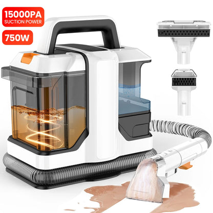 Portable Carpet Cleaner Machine 750W 15KPA Multifunctional Handheld Mite Remover Sofa Carpet Wet Cleaner for Sofa Car Seat