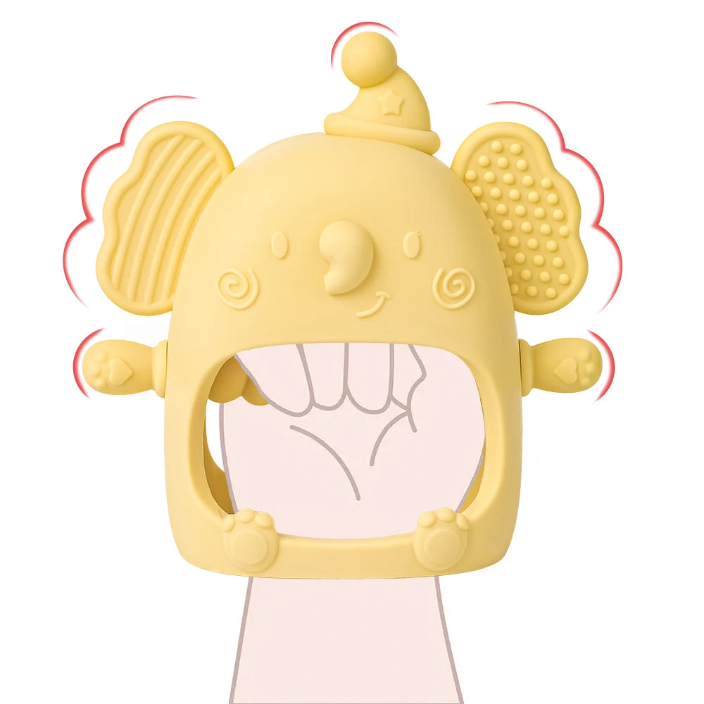 1pc Infant Silicone Teething Toy & Anti-drop Glove Set Elephant Shaped Soft Safe Nesting Toy For Early Educational