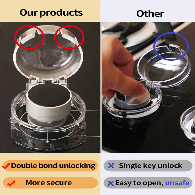 2/5 Pcs Stove Knob Covers Child Safety Plastic Kitchen Safety Guards Universal Gas Oven Lock Protectors Home Cookware Security