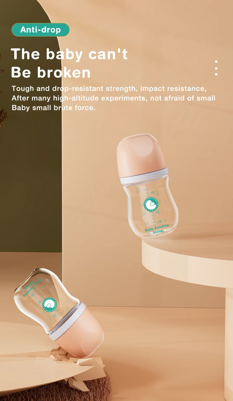 TOP Sale Baby Bottles Newborn Wide-caliber Nursing Glass Bottles Anti-flatulence Milk Feeding Bottles Infant 0-3 Month BPA Free