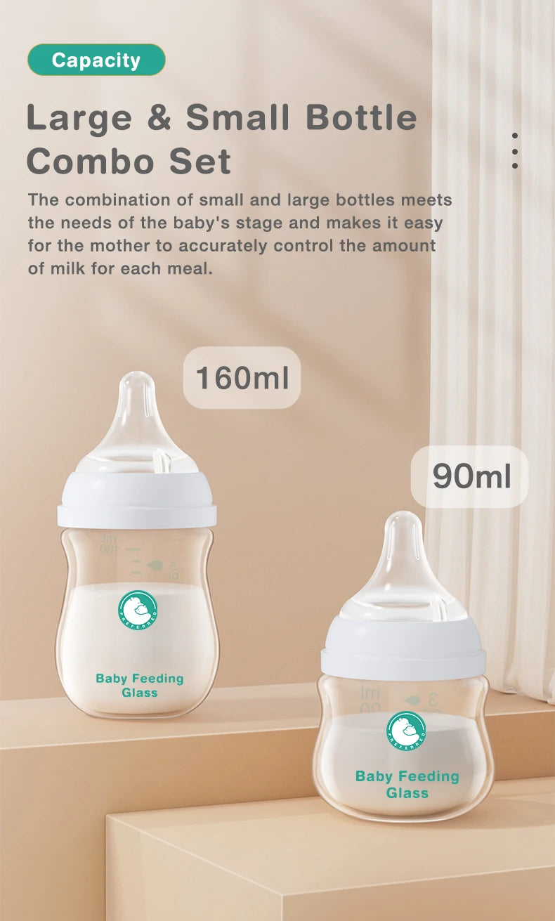 1PCS Newborn Feeding Bottles 90ML/160ML Baby Bottle Glass Bottles Anti-flatulence Milk Feeding Bottles Infant BPA free