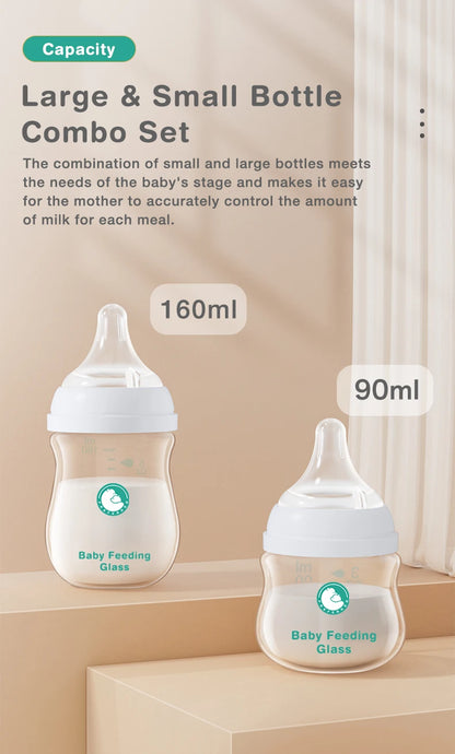 1PCS Newborn Feeding Bottles 90ML/160ML Baby Bottle Glass Bottles Anti-flatulence Milk Feeding Bottles Infant BPA free