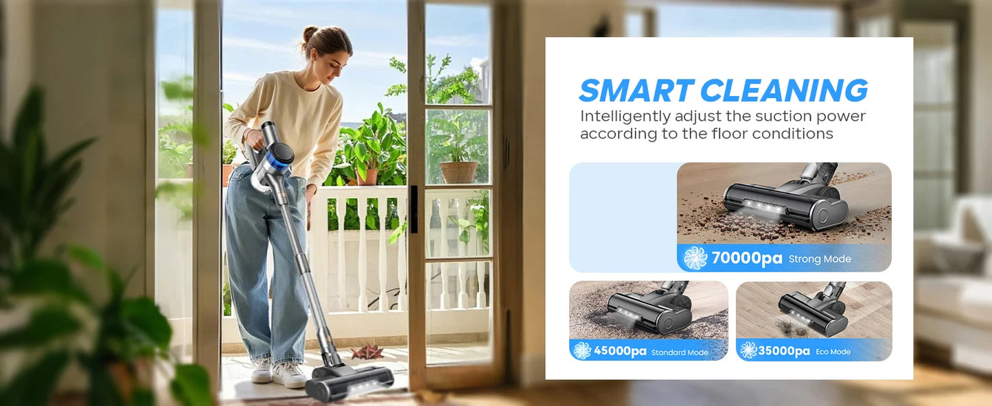 Inse S9X cordless vacuum cleaner, 70KPa, 1 L dust cup, light display battery, for animal hair, Carpet