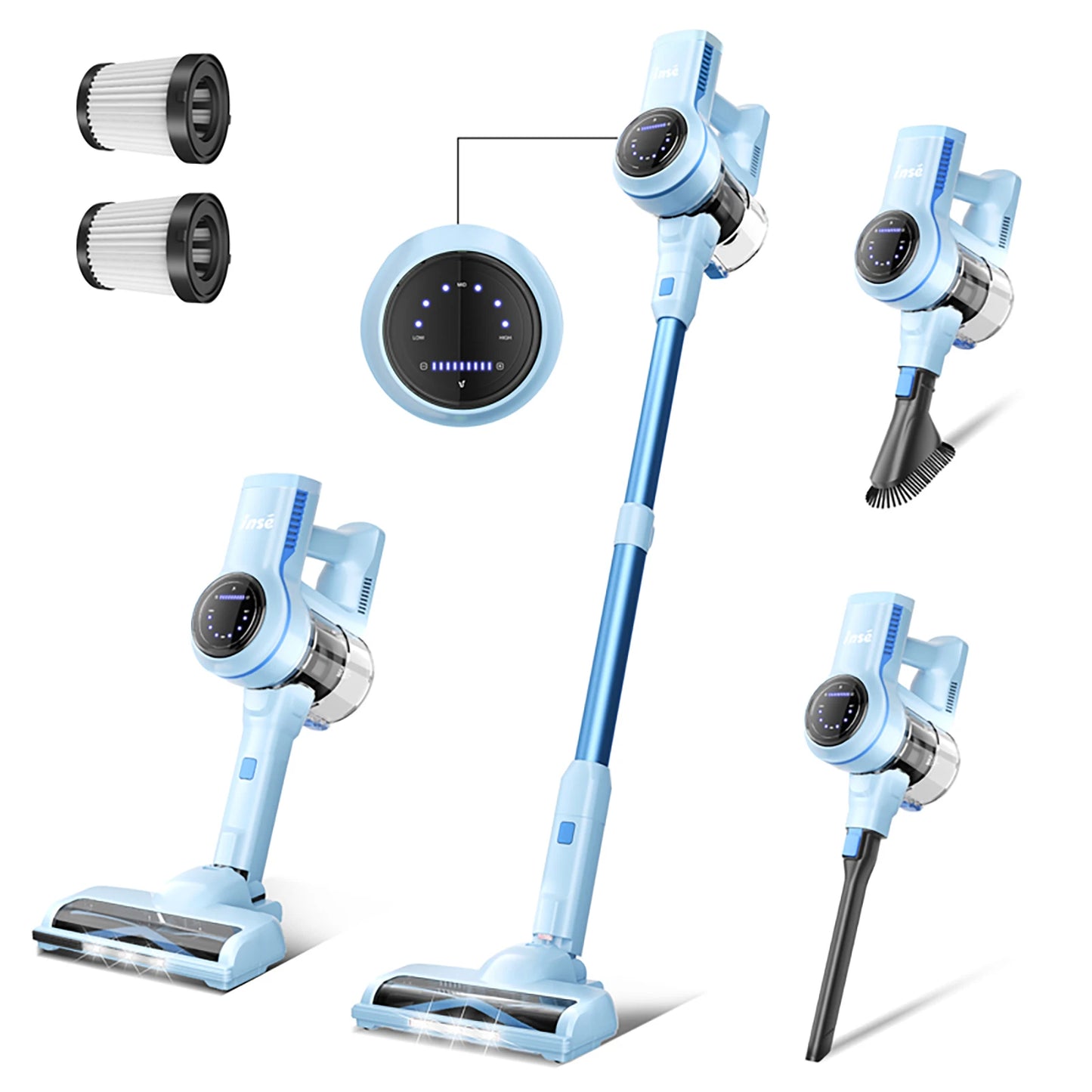 Inse S7P Cordless Vacuum Cleaner, 60KPa, 1.3 L Dust Cup, Removable Battery, for Pet Hair, Carpet, Hard Floors