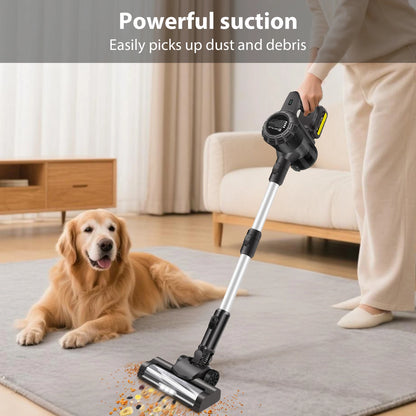 6 IN 1 Cordless Vacuum Cleaner 160W 15000PA Powerful Stick Vacuums & Electric Brooms with LED, 3000mAh Rechargeable Battery, Self-Standing Lightweight Handheld Vacuum for Pet Hair/Carpets/Floors