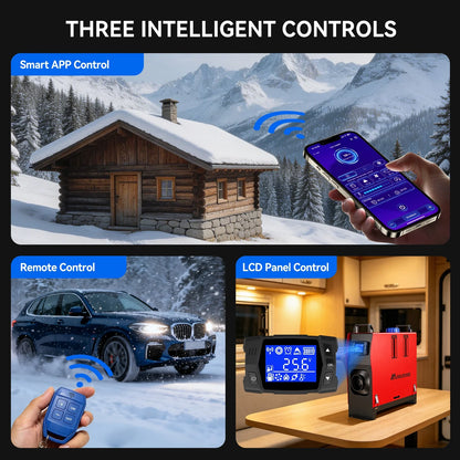 2026 Upgrade Mudiro 8KW Diesel Air Heater Auto High Altitude Mode&Smart LCD Panel Bluetooth APP + Remote Control Dual Wireless Auto Start‑Stop 4‑Language Voice Broadcast 1.5m Extension Cord 12V/24V/240V Adapter Ideal for
