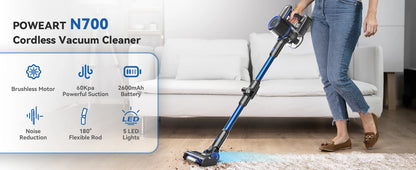60KPa, 50min, 1L wireless vacuum cleaner for animal hair, Carpet, hard floors, N700
