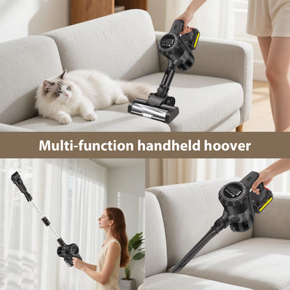 140W 15Kpa Cordless Vacuum Cleaner, 3 in 1 Powerful Stick Vacuum with 130000Rpm Brushless Motor, 2 Speeds for Carpet, Hard Floor and Pet Hair