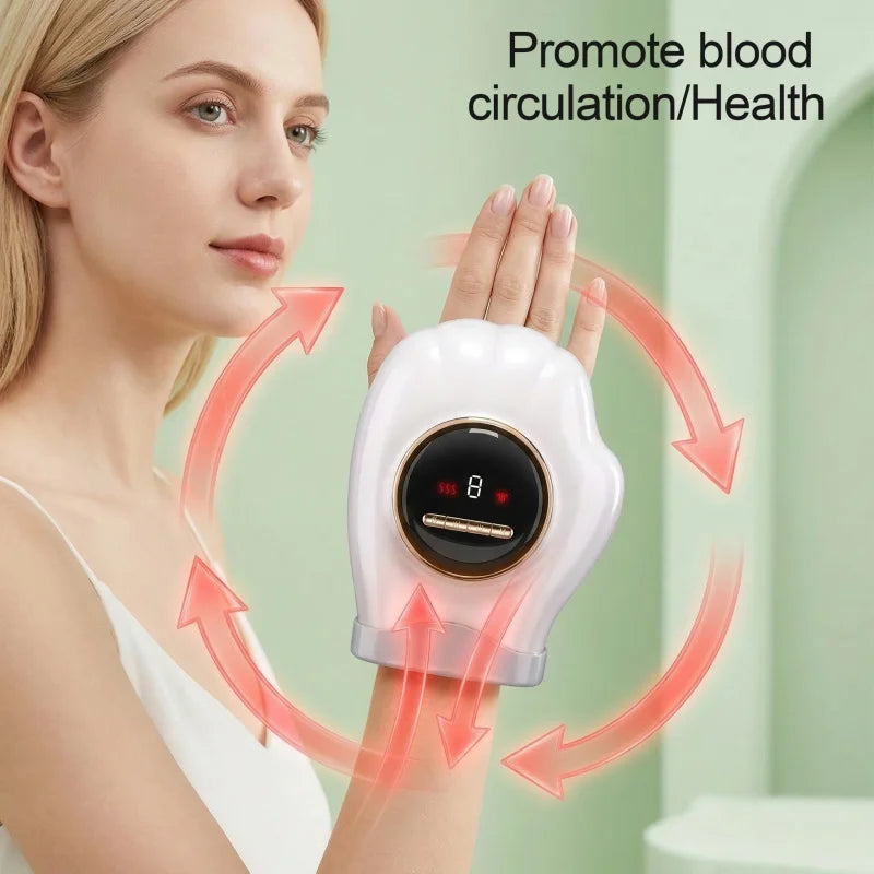 Electric Hand Massager with Heat Air Compression Finger Palm Wrist Therapy Massager Rechargeable Hand Care Device for Pain Relief Relaxation Home Office