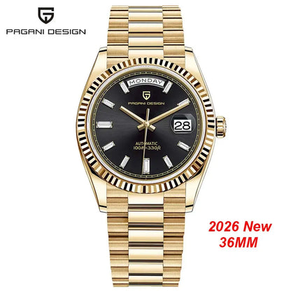 New PAGANI DESIGN 2026 watch, moon phase, luxury, gold, quartz, sport man, VK63, waterproof, sapphire glasses, anti-reflective, wristwatch, luminous ceramic glasses, stainless steel