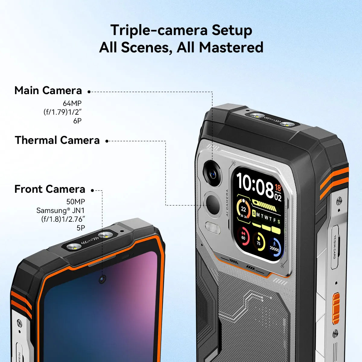 Blackview XPLORE 1 Pro 5G Thermal Imaging Rugged Phone with 6.78" 120Hz Main & 2.01" Secondary Display 20000mAh & 170LM Flashlight