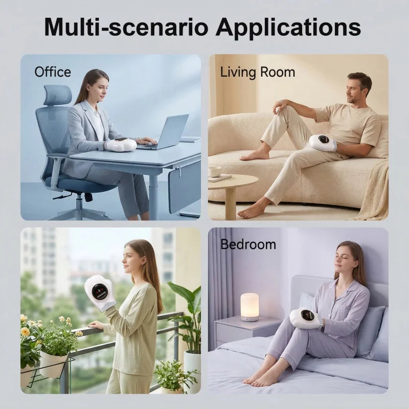 Electric Hand Massager with Heat Air Compression Finger Palm Wrist Therapy Massager Rechargeable Hand Care Device for Pain Relief Relaxation Home Office