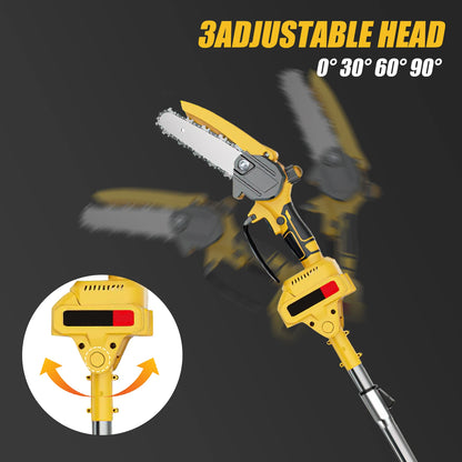 6-inch Cordless Electric Saw Telescopic Pole Electric Saw Pole Saw Gardening Trimming Power Tool Compatible with 21V Batteries