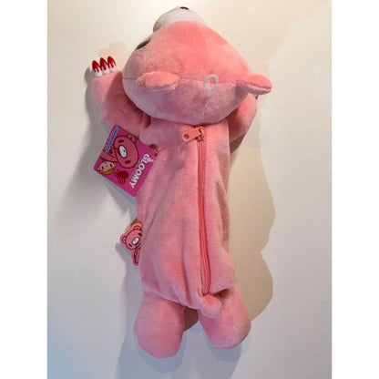 Y2K Bloody Bear Knitted Pencil Case Pink Bear Crochet Makeup Bag Gothic Aesthetic Stationery Pouch Harajuku School Supplies