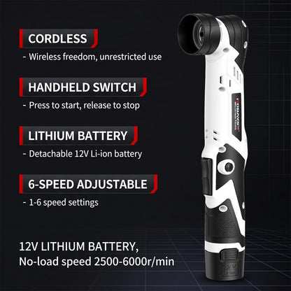 Podofo 12V Wireless Mini Polishing Machine 6 Speed Adjustable Handheld Detail Polisher Portable Electric Buffing Tool For Car Beauty Furniture Surface Polishing