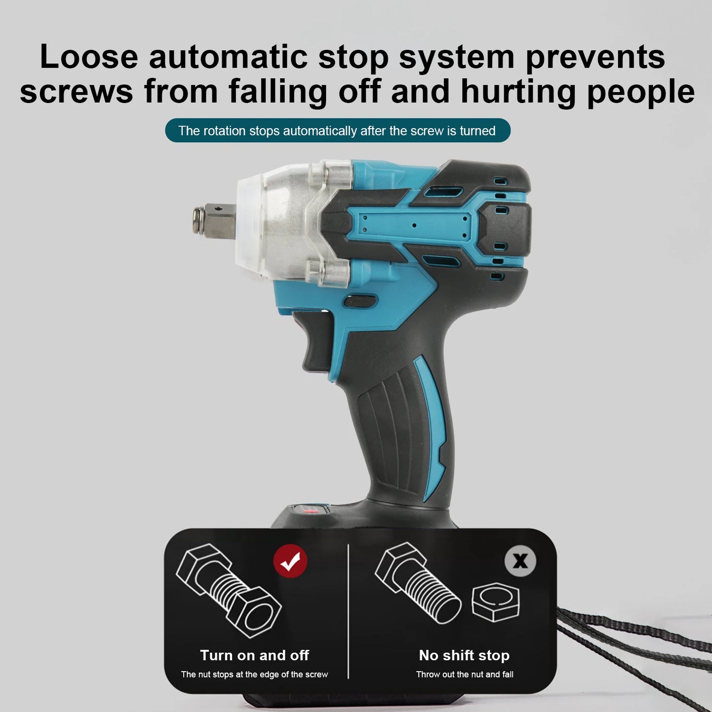 Brushless Electric Impact Wrench  260-280Nm Torque Wrench Cordless Drill Screwdriver Impact Frequency 0–3200/min Max Torque for Construction, Home Maintenance and Woodworking