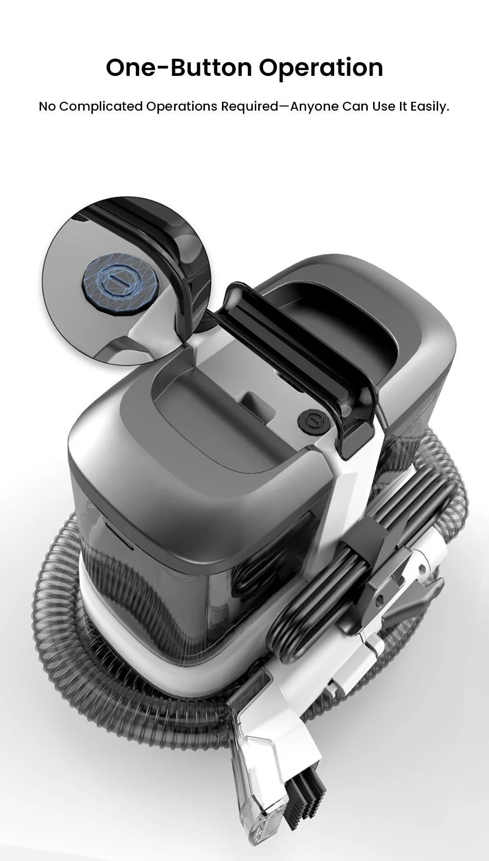 MAMNV C3 Portable Fabric Cleaner 13000Pa Suction 500W Brush Motor 1.5m Flexible Hose 1000ml Clean & 500ml Waste Tanks Lightweight & Quiet Multi-Purpose Upholstery Cleaner for Sofa/Carpet/ Mattress/Car