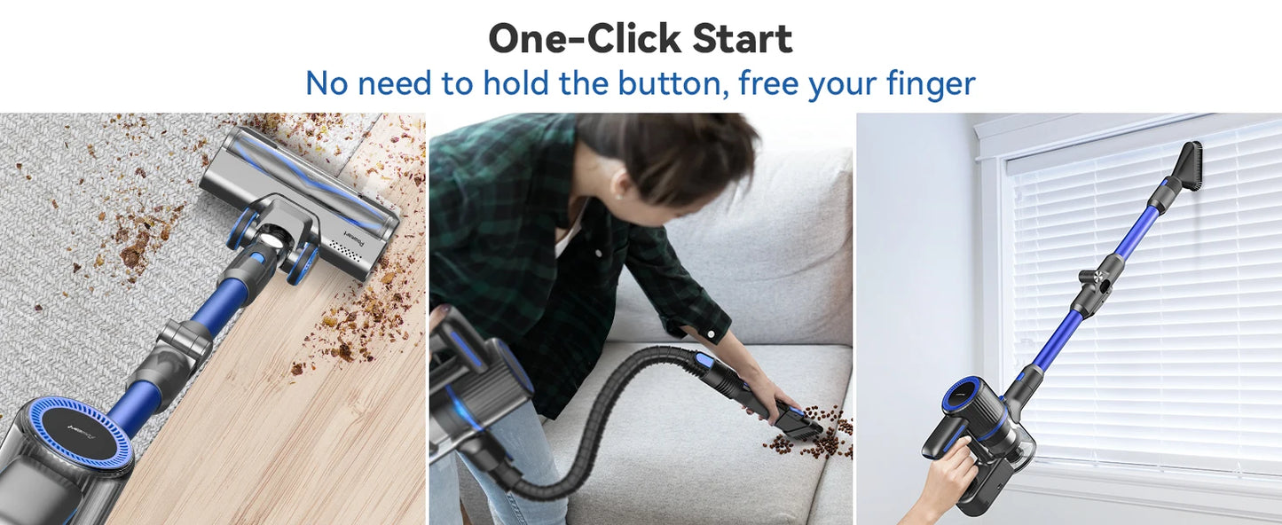 cordless vacuum cleaner, 60KPa, battery life 50 Min, tank 1L, for animal hair, Carpet and hard floors