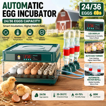 220V Mini Digital Egg Incubator with Auto Egg Turning, Low Noise Fan & Heat Insulation Cover for Chicken Duck Quail Pigeon Bird Eggs, Farm & Educational Hatching Machine