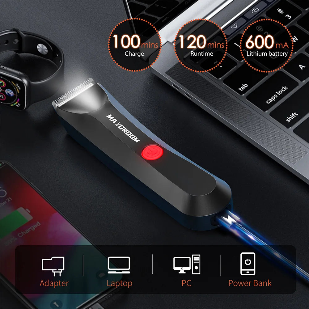 MAXGROOM Shaver for Men Ball Trimmer for Groin Pubic Grooming Body Hair Trimmer Replaceable Ceramic Blade Heads Electric Razor