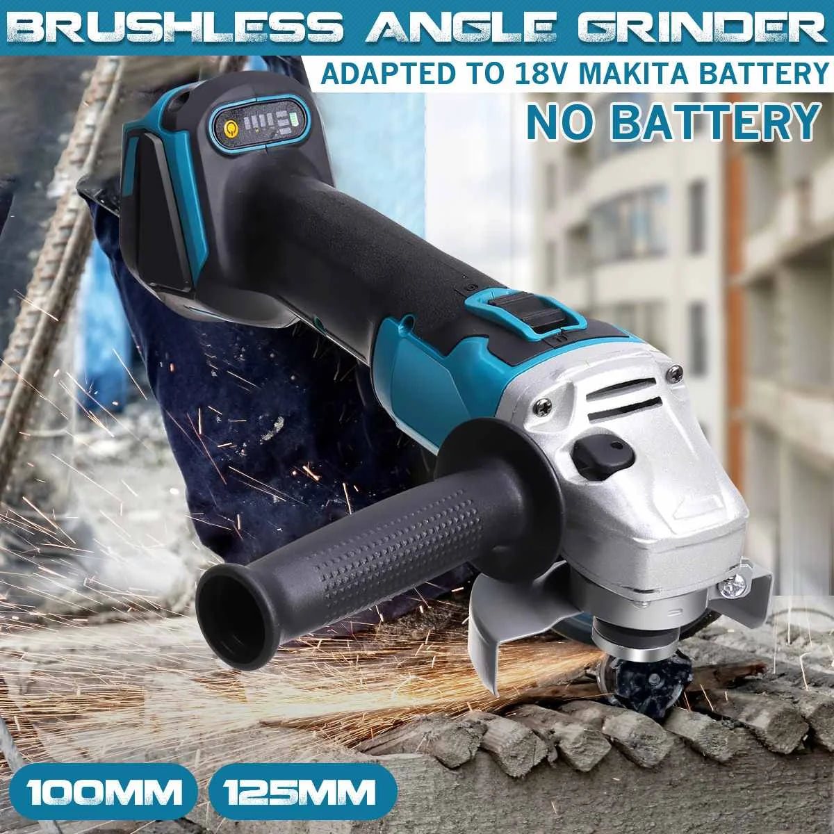 125MM Brushless Cordless Electric Angle Grinder 4 Speed Grinding Polishing Machine Woodworking Power Tool For Makita 18V Battery