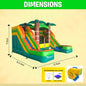 5m PVC  Inflatable Bounce House Tropical Double Water Slide Combo  Wet& Dry Jump Bouncy House Castle For Outdoor Party Rental