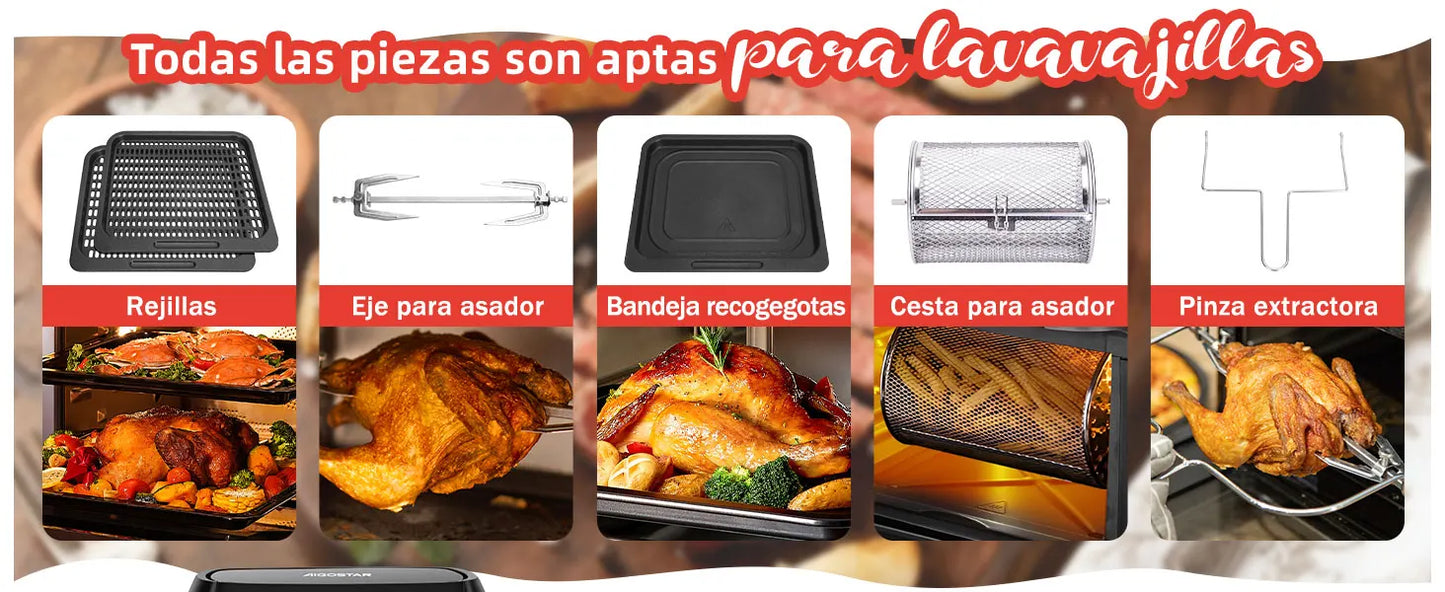 12L Air Fryer, Multifunction Air Oven, 6 Accessories, Dishwasher Safe, Led Touch Screen, Bpa Free, 1500W