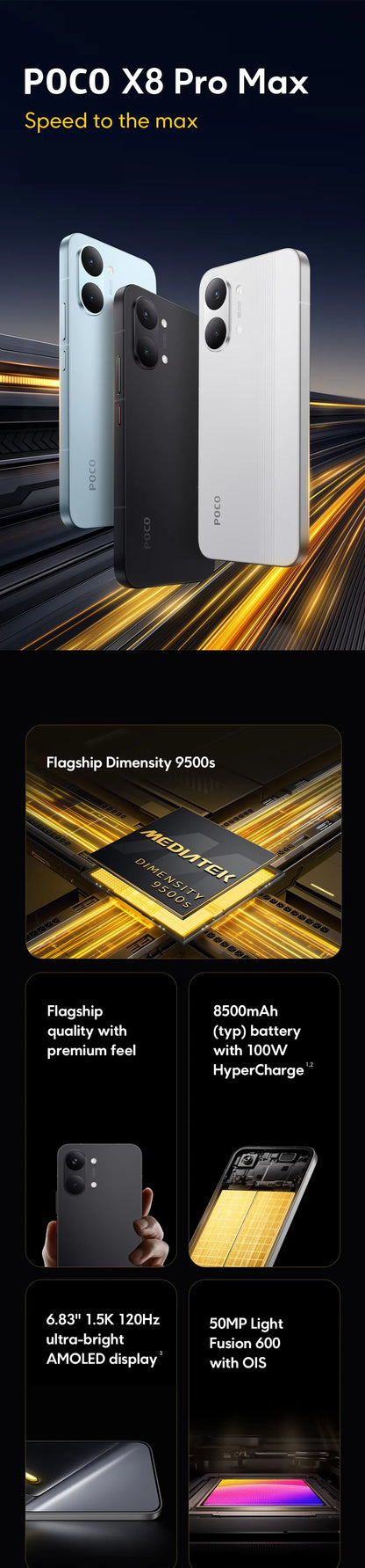 POCO X8 Pro MAX 5G NFC 256GB/512GB Smartphone 6.83" AMOLED