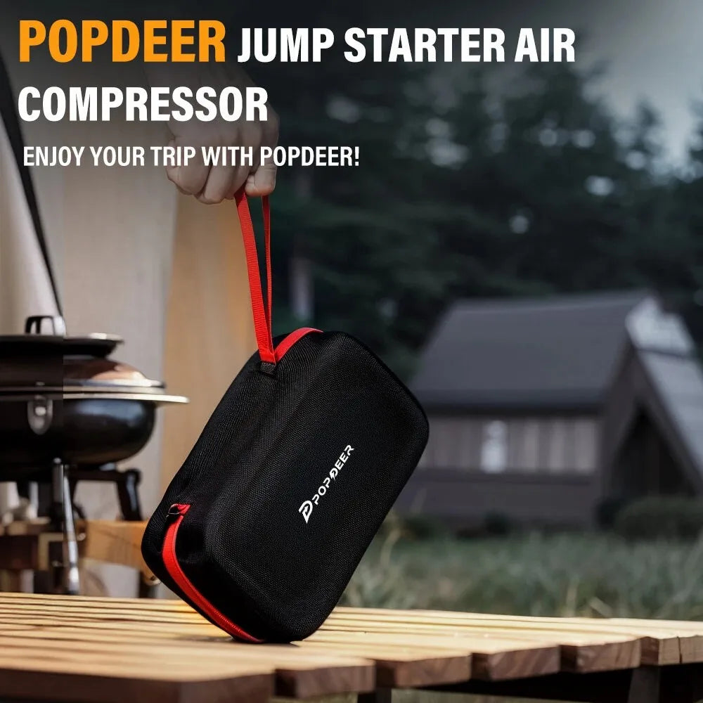 POPDEER PD-JA3 5000A 4-in-1 Jump Starter, 150PSI Air Compressor, 12V USB Powerbank with LCD Display, 10L Gas/8L Diesel