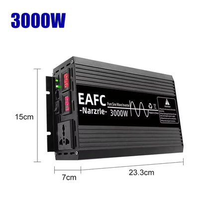 EAFC Pure Sine Wave Inverter 4000W/3000W/2000W DC 12V To AC 220V Voltage Transfer Converter Universal EU Socket Auto Accessories