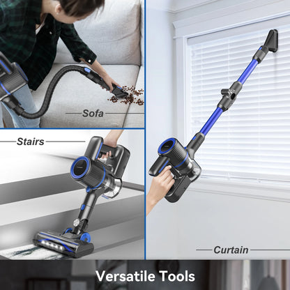 cordless vacuum cleaner, 60KPa, battery life 50 Min, tank 1L, for animal hair, Carpet and hard floors