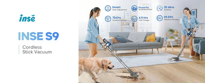 Inse S9 cordless vacuum cleaner, 75KPa, 1L tank, LED display, ideal animal hair and Carpet