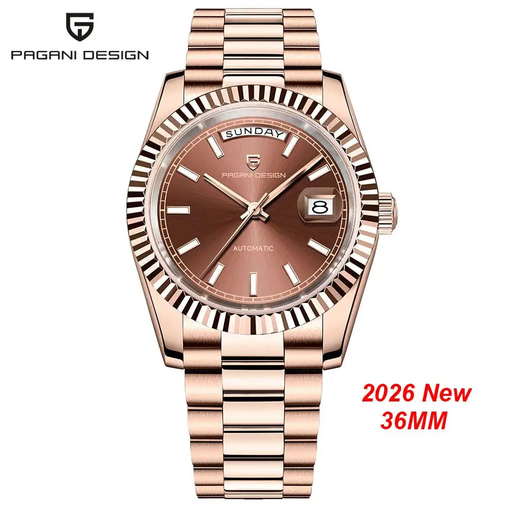 New PAGANI DESIGN 2026 watch, moon phase, luxury, gold, quartz, sport man, VK63, waterproof, sapphire glasses, anti-reflective, wristwatch, luminous ceramic glasses, stainless steel