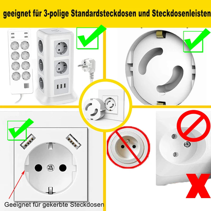 Baby Safe Outlet Cover, Abs Material Without Holes, Non Rotatable, No Need For Film, Suitable For European Schuko Socket Plugs
