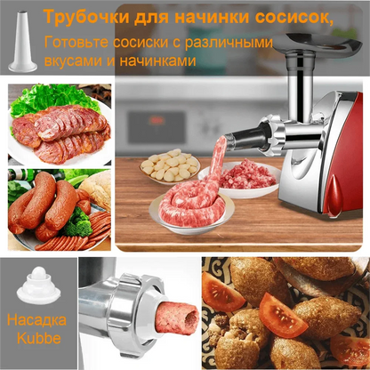 2800W Electric Meat Grinder Stainless Steel Multifunction Vegetable Sausage Processor Slicer Chopper Mincer Baby Food Processor