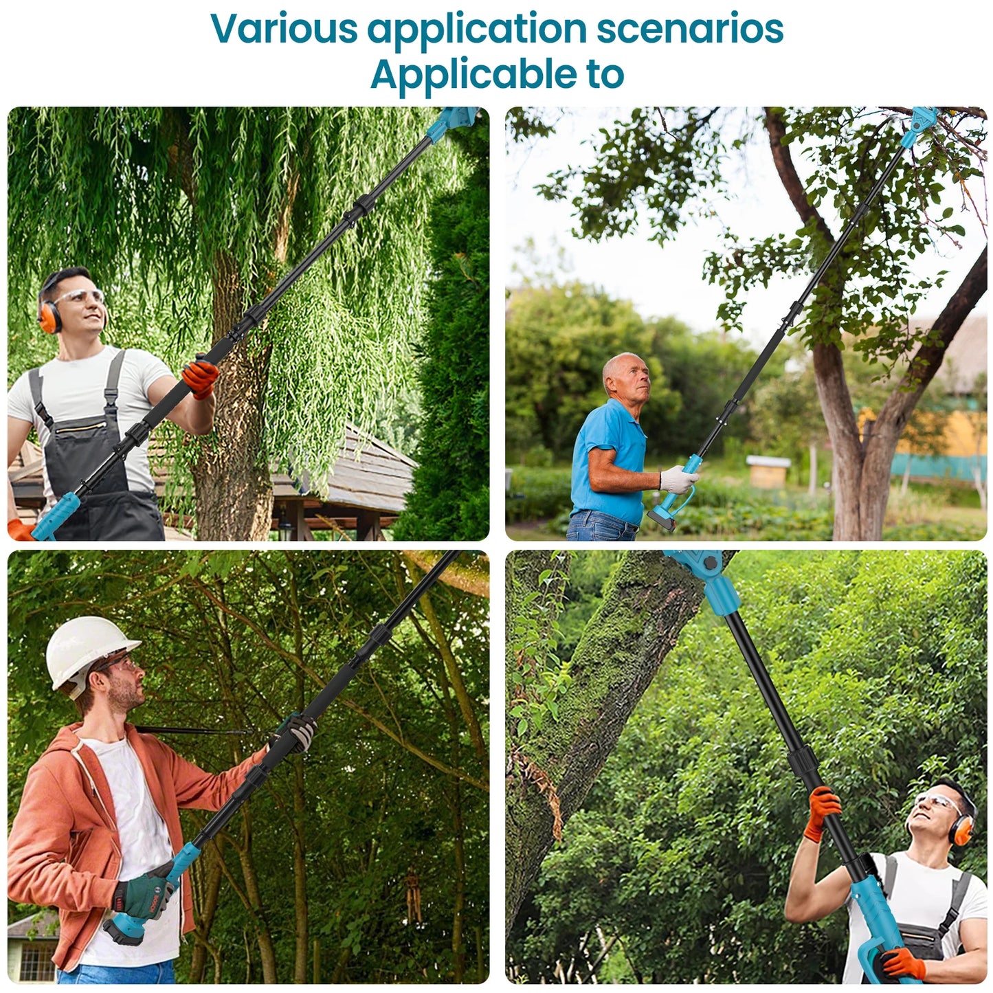 2M Plug In Type Extension Rod For Electric Pruning Shear & Chainsaw 180 ° Adjust High Branch Telescoping Rod For Makita 18V Batter