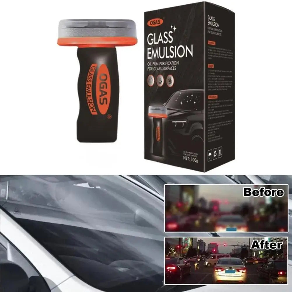 Handheld Glass Emulsion Oil Film Remover Car Windshield Cleaner For Front/Side/Rear Windows Rearview Mirror Auto Glass Cleaning